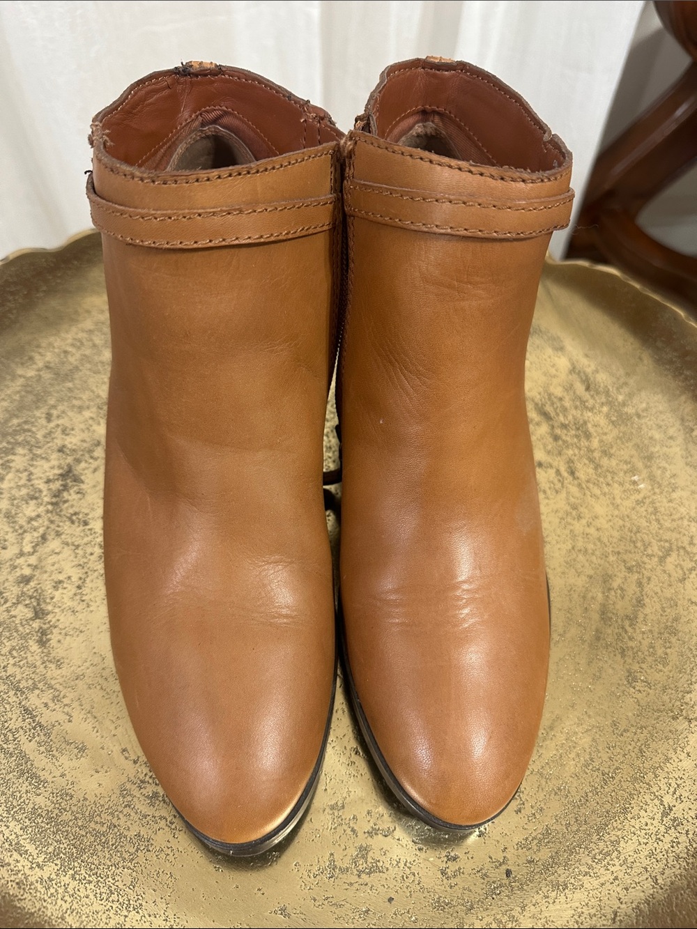 Lauren Ralph Lauren Tan Leather Ankle Booties